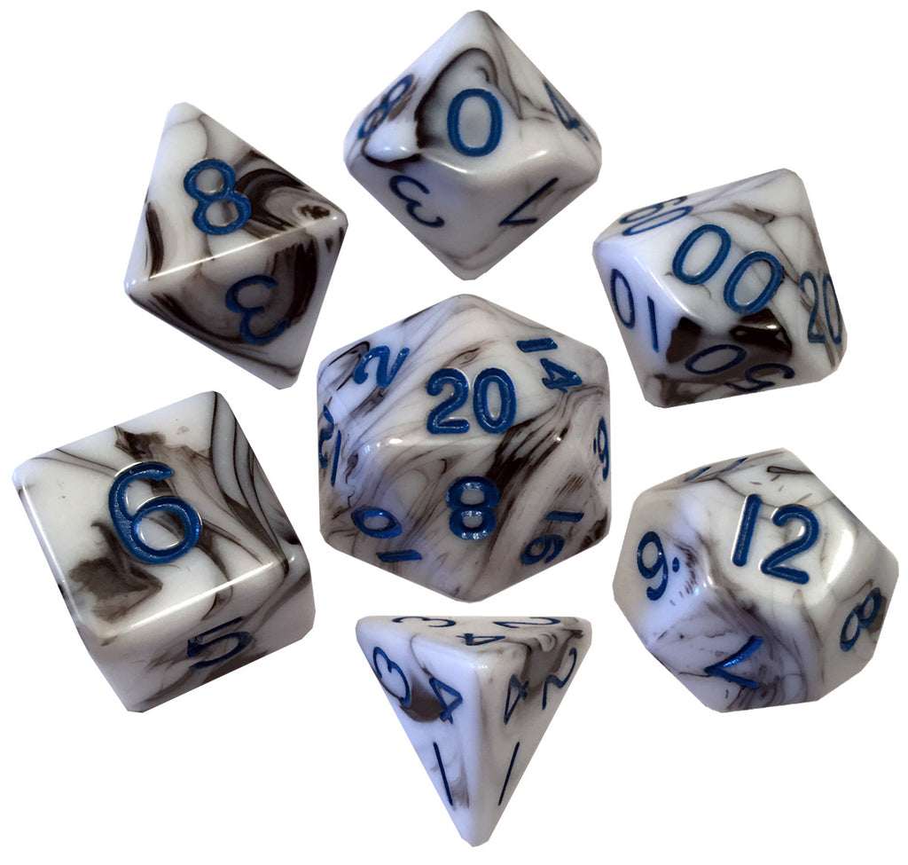 MDG: Acrylic Dice - Marble with Purple Numbers