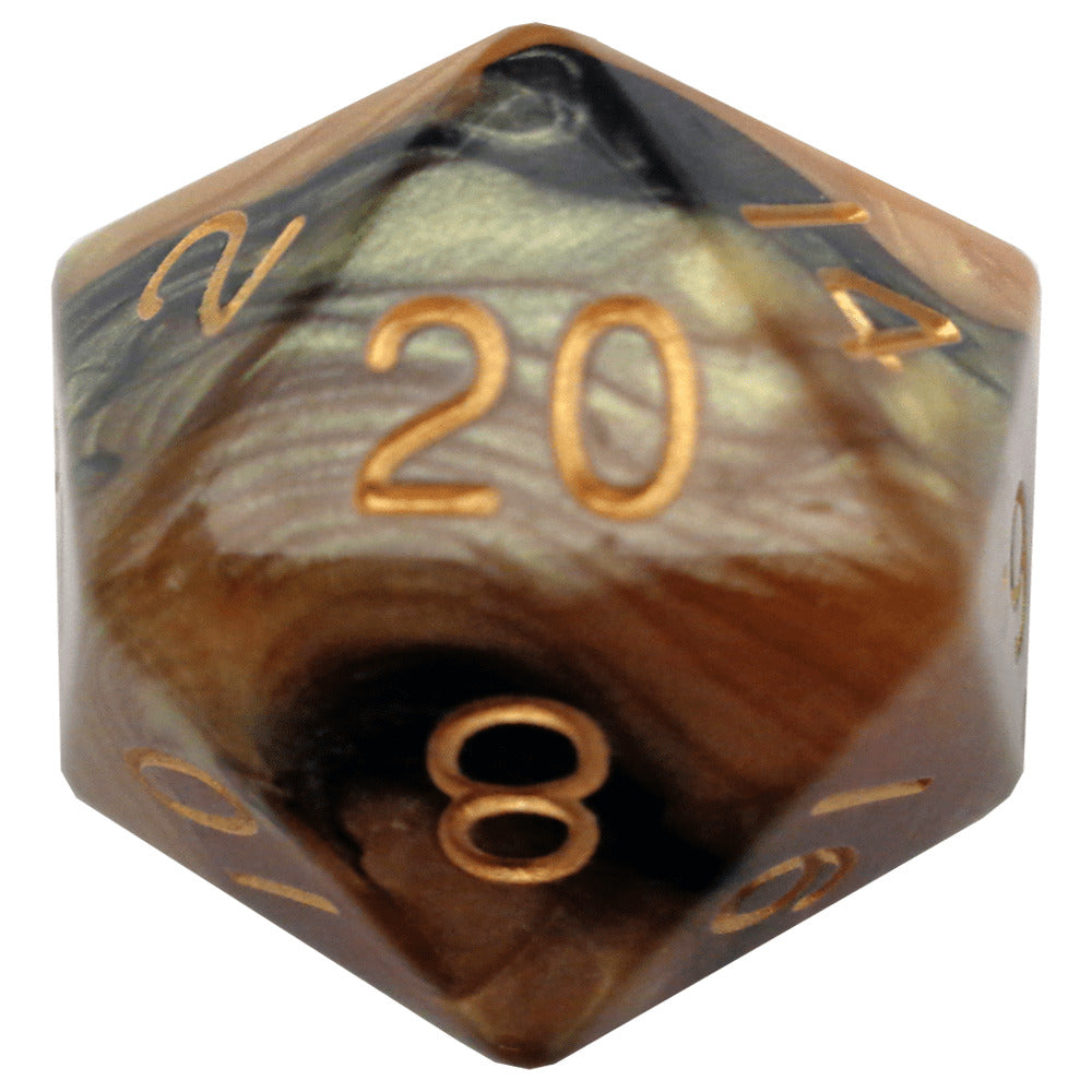 MDG: Mega Acrylic d20 - Combo Attack Black/Yellow w/ Gold Numbers