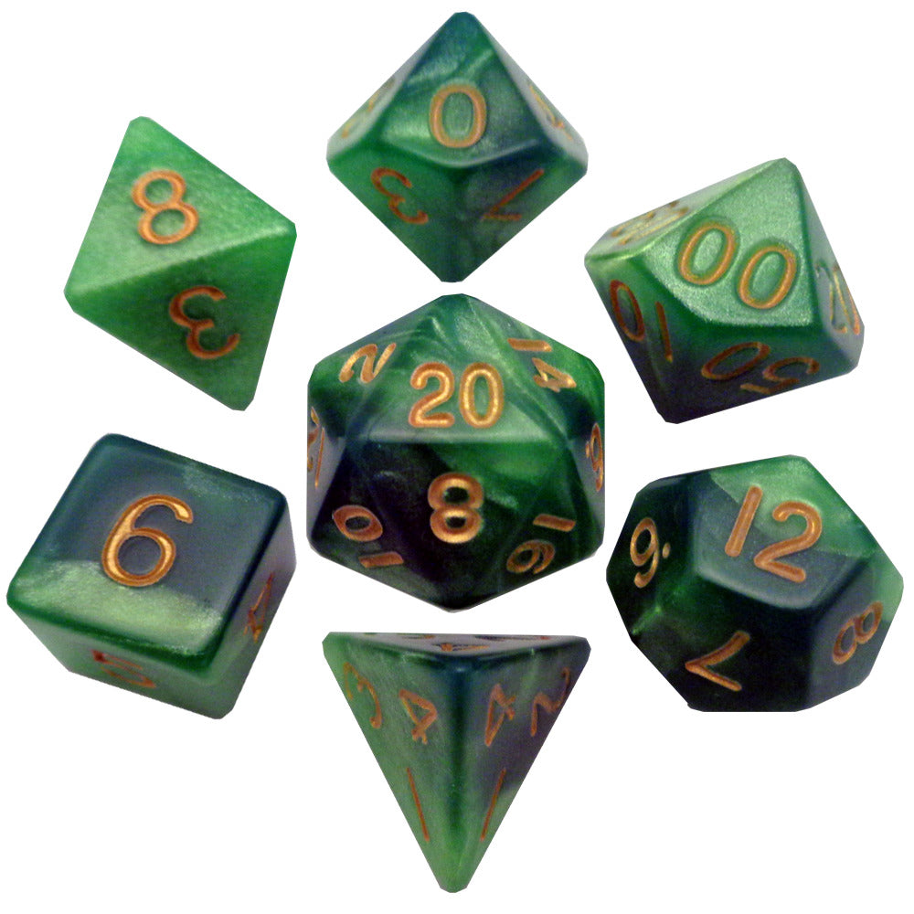MDG: Acrylic Dice Combo Attack - Green/Light Green w/ Gold 16mm Poly