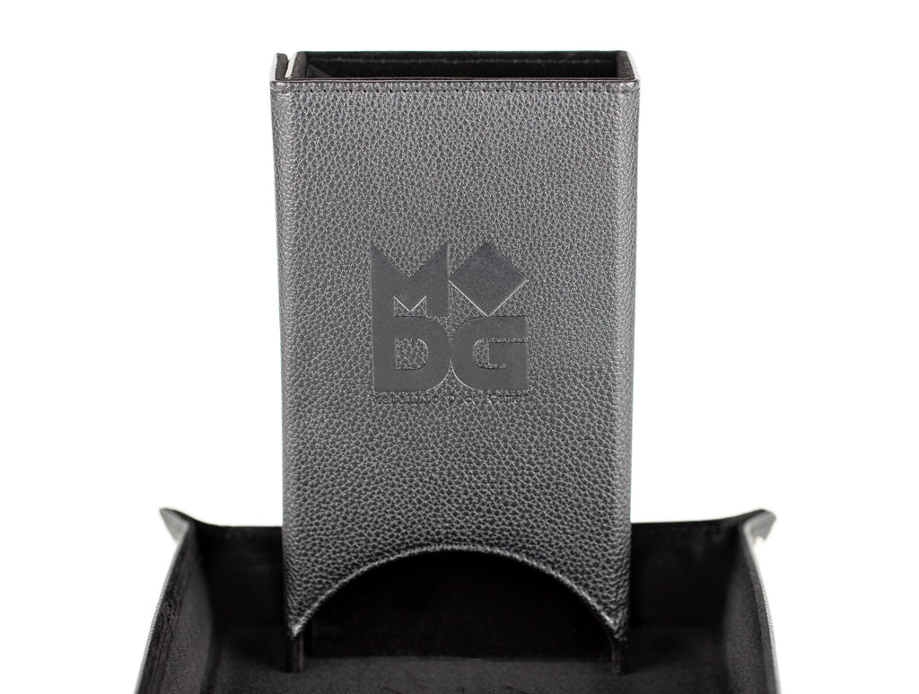 MDG: Fold Up Leather Dice Tower - Black