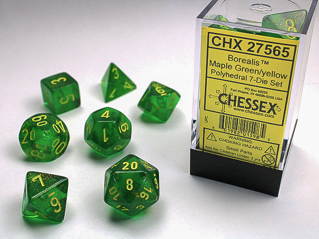 Chessex: Borealis Maple Green/yellow Signature Polyhedral 7-Die Set