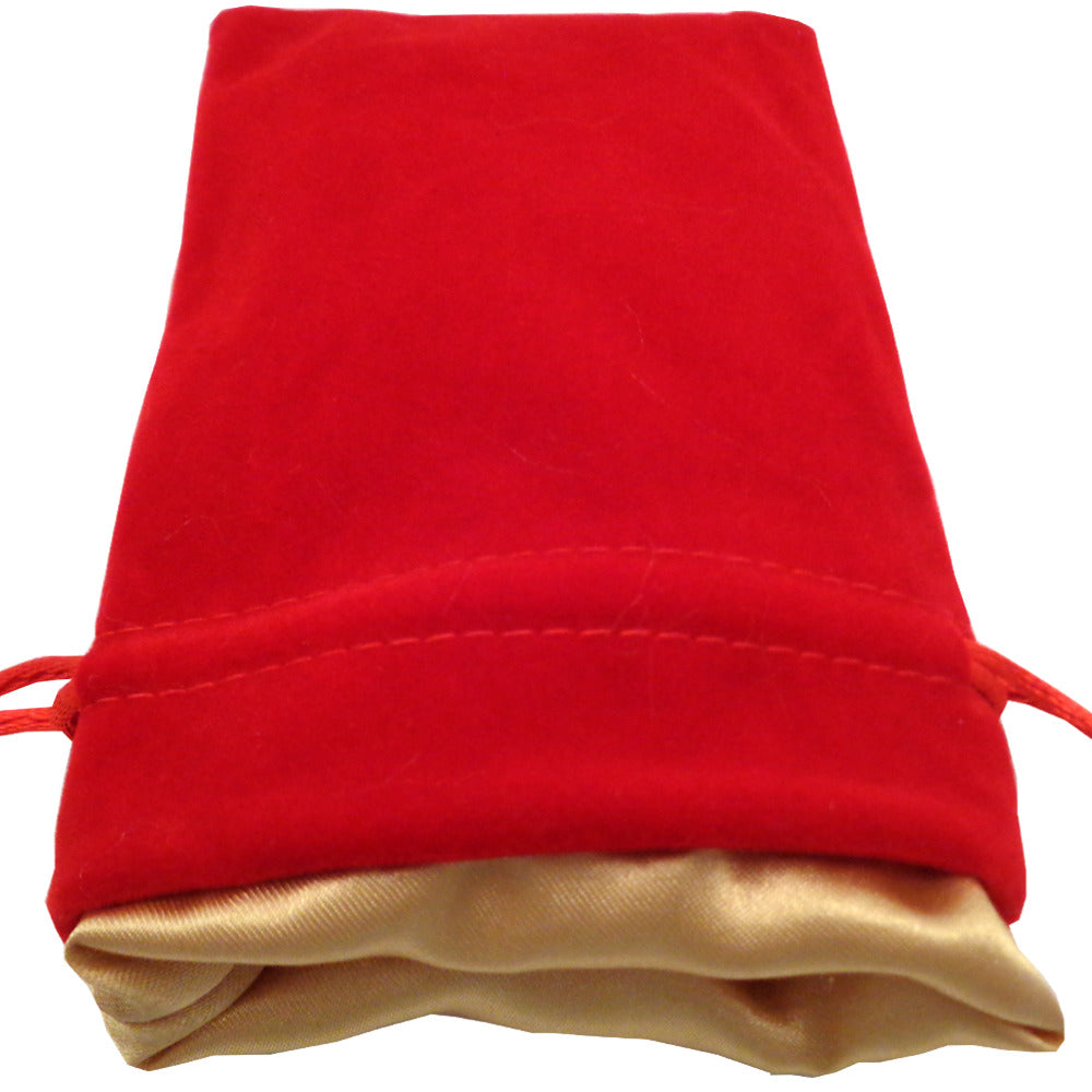 MDG: Dice Bag 4"x6" Red Velvet with Gold Satin Lining