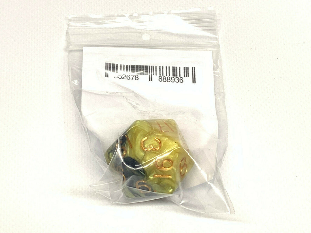 MDG: Mega Acrylic d20 - Combo Attack Black/Yellow w/ Gold Numbers