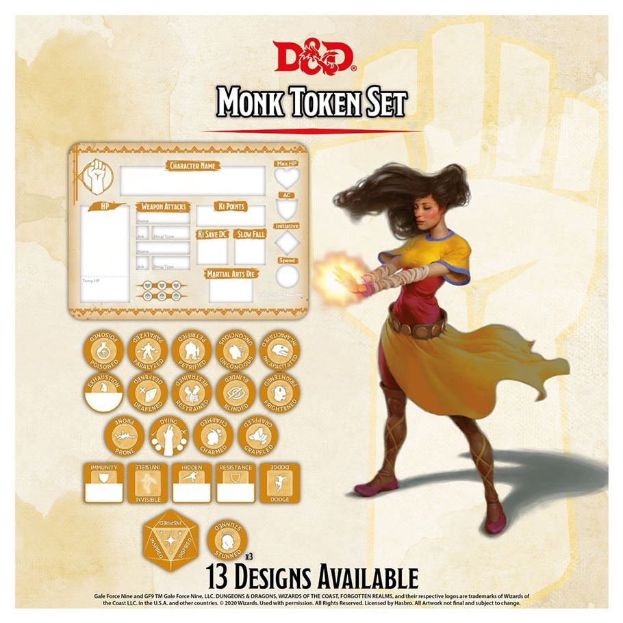 Dungeons & Dragons: Character Tokens: - Monk Token Set