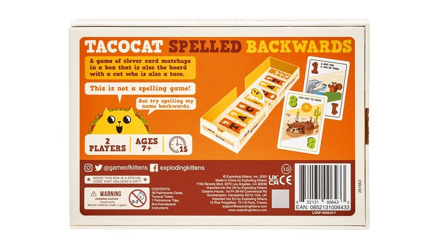 Tacocat Spelled Backwards (by Exploding Kittens) Board Game
