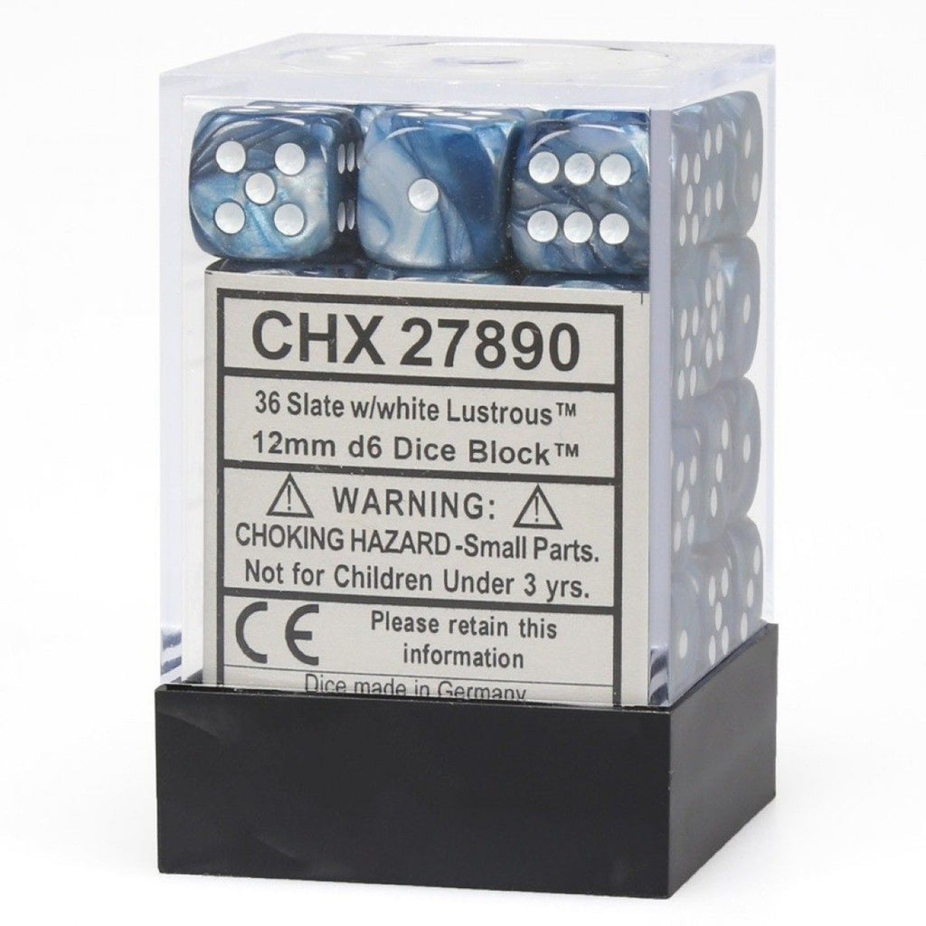 Chessex: Lustrous Slate/White12mm d6 Block