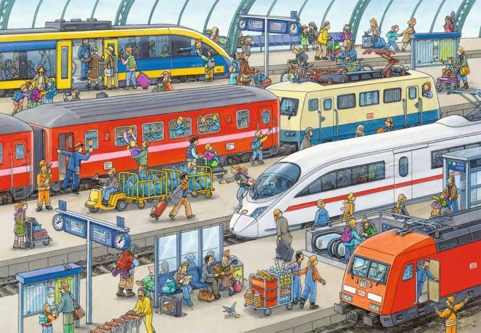 Ravensburger: Busy Train Station (2x24pc Jigsaws) Board Game