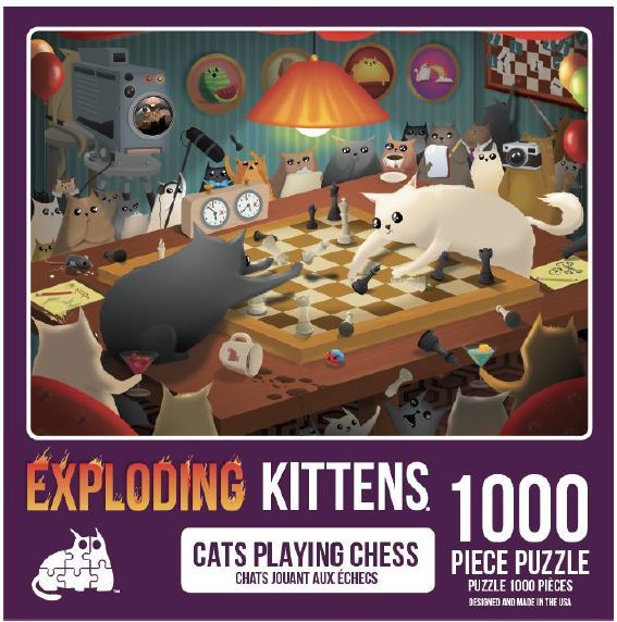 Exploding Kittens: Cats Playing Chess (1000pc Jigsaw) Board Game