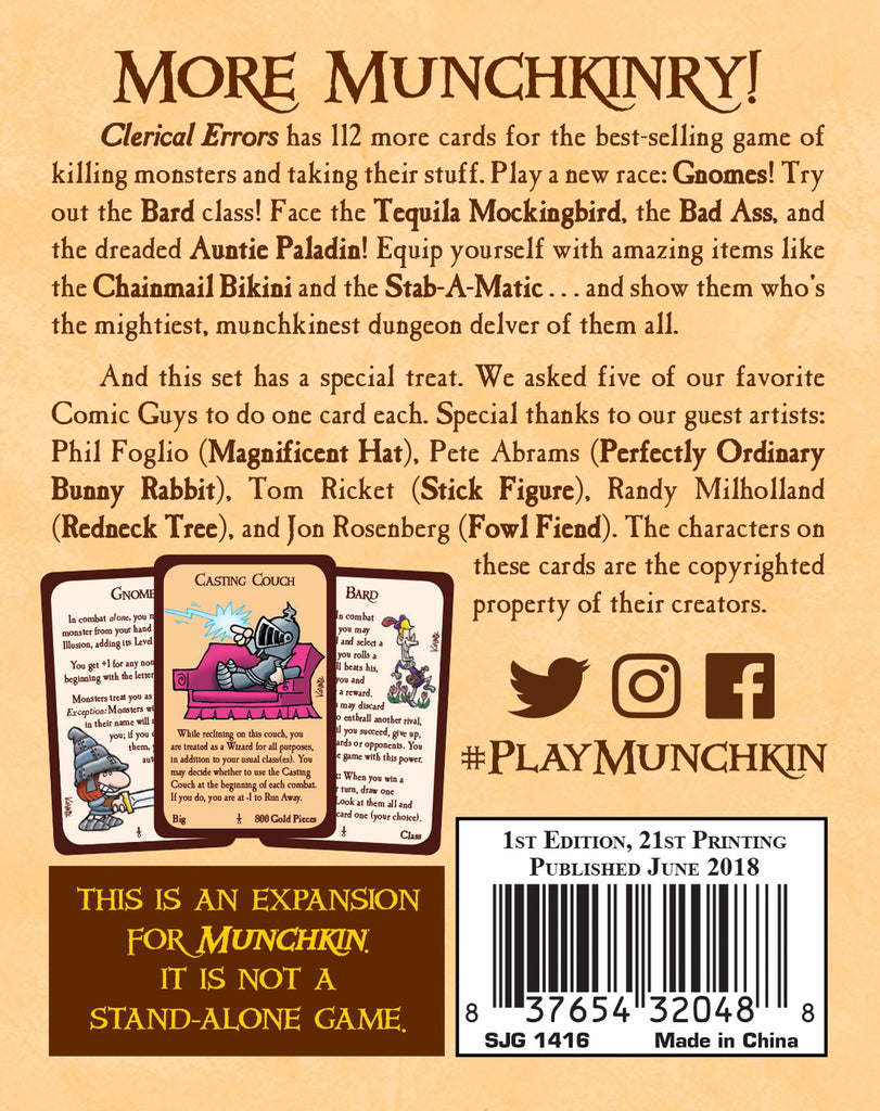 Munchkin 3: Clerical Errors (Board Game Expansion)