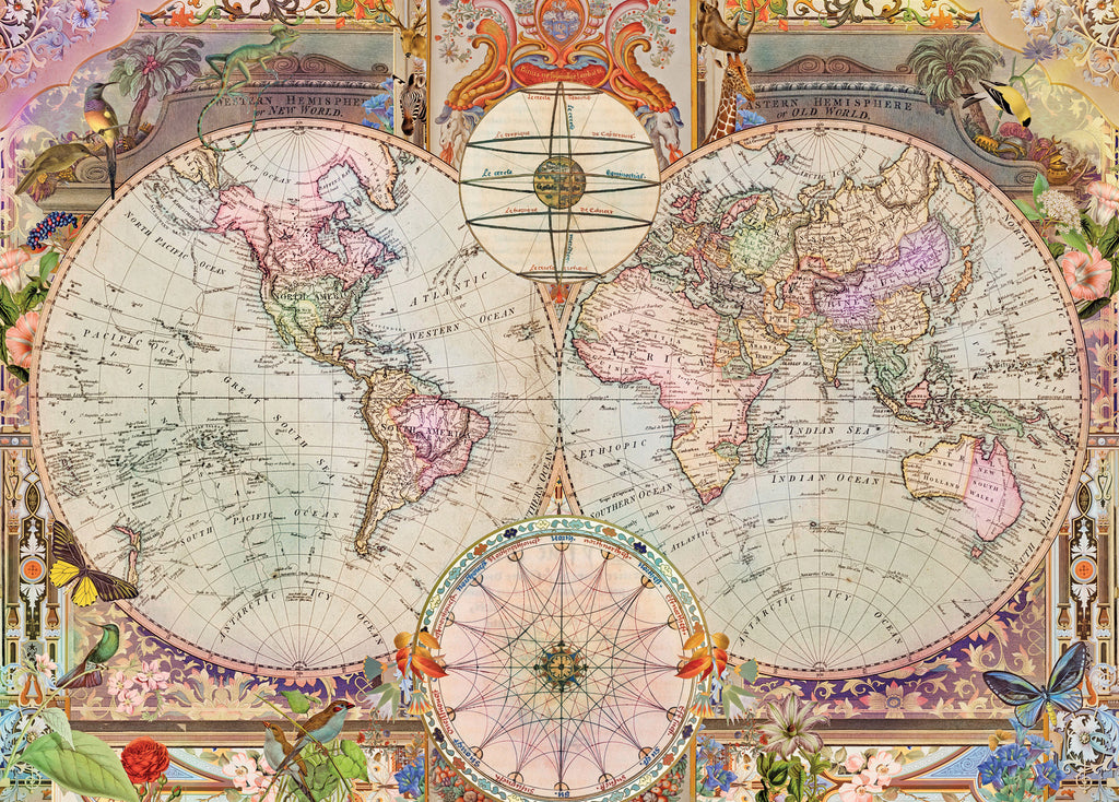 Around the Globe: Antique World Map (1000pc Jigsaw) Board Game