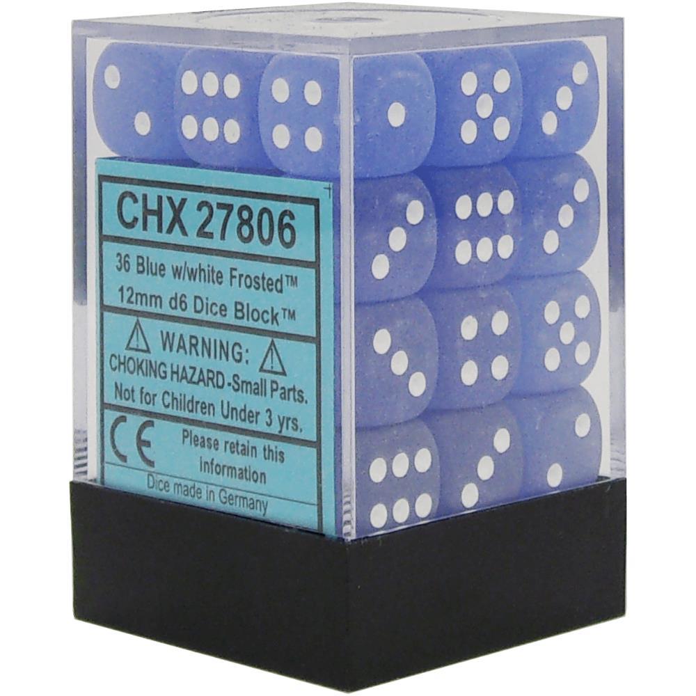 Chessex: Blue/White Frosted 12mm d6 Block