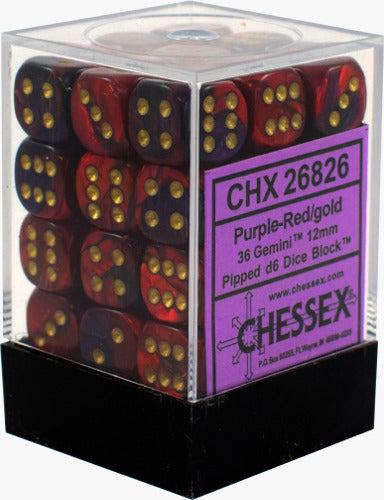 Chessex: Purple-Red/Gold Gemini 12mm d6 Block