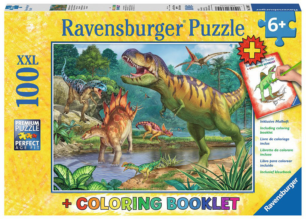 Ravensburger: World of Dinosaurs Puzzle + Colouring Book (150pc Jigsaw) Board Game