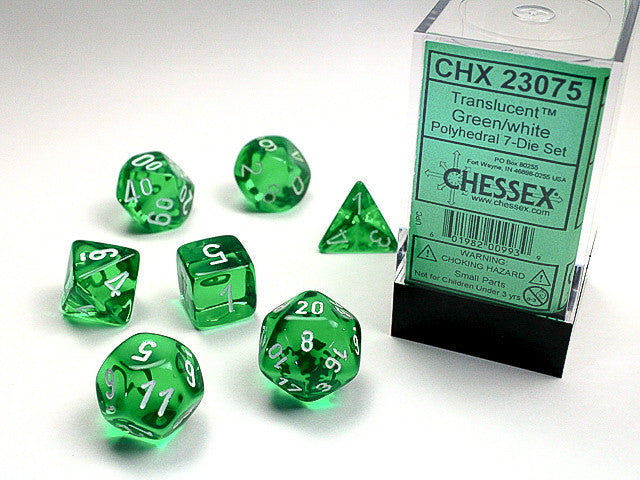 Chessex: Translucent Polyhedral Dice Set - Green/White