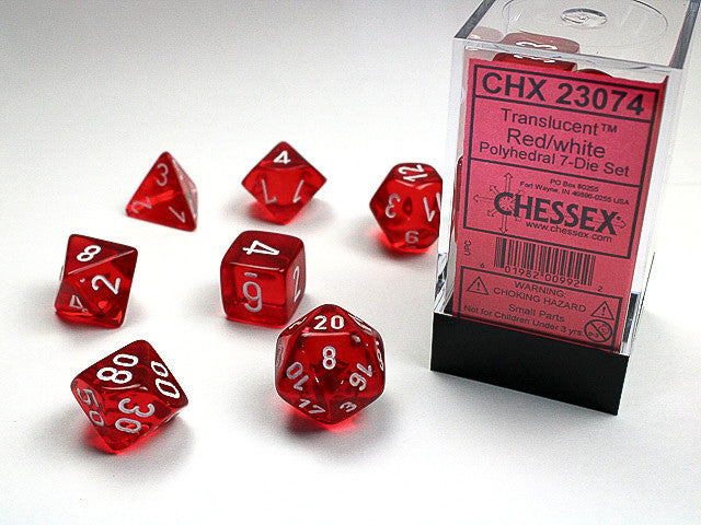 Chessex: Translucent Polyhedral Dice Set - Red/White