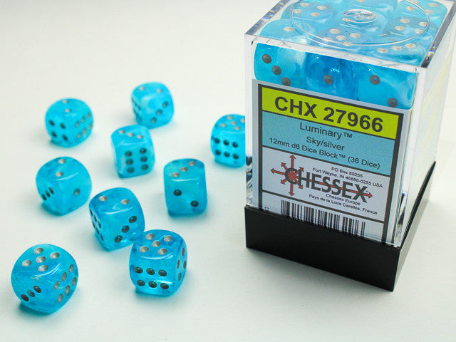 Chessex: Luminary 12mm D6 Block - Sky/Silver