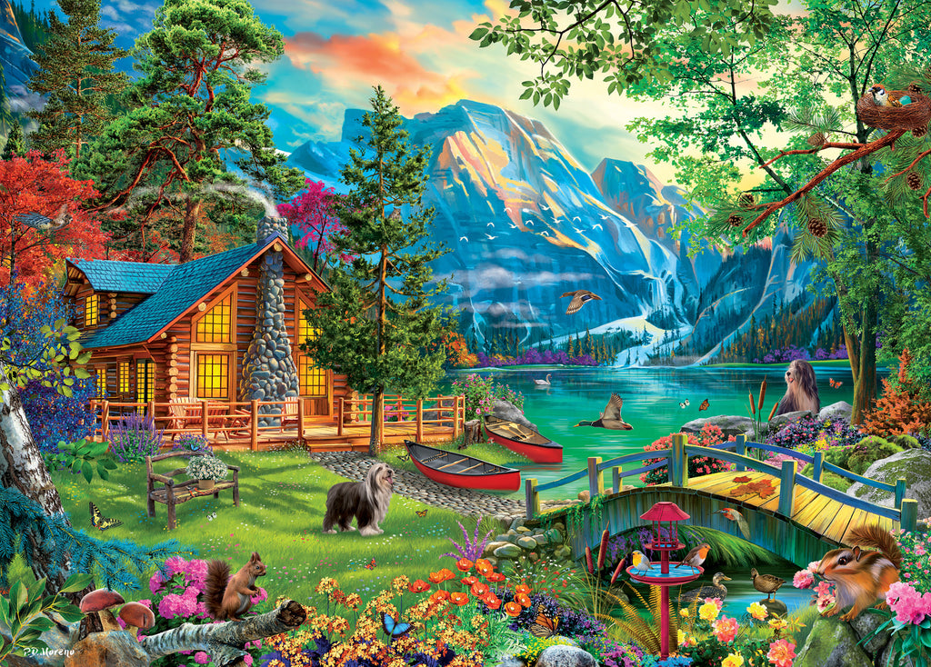 The Water's Edge: Mountain Lake Lodge (1000pc Jigsaw) Board Game