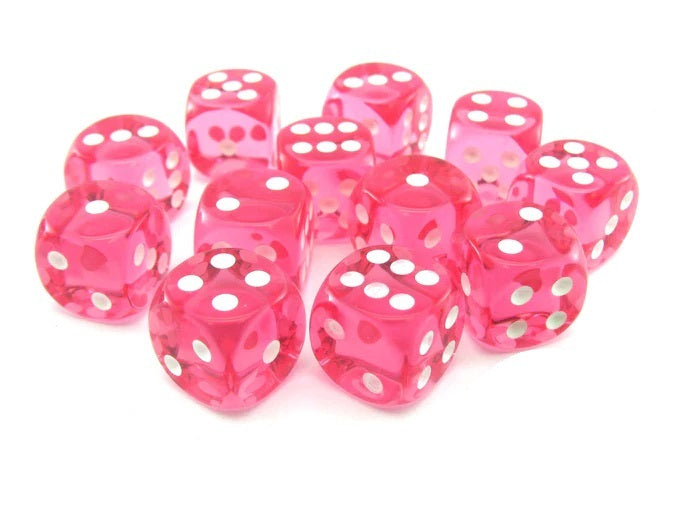 Chessex: Translucent 16mm D6 Block - Pink/White