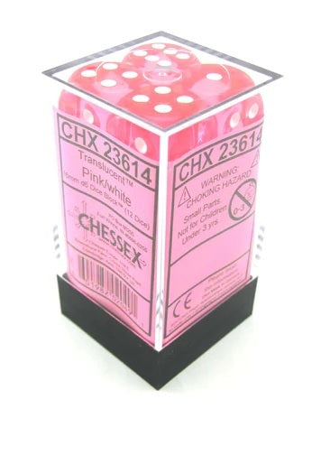 Chessex: Translucent 16mm D6 Block - Pink/White