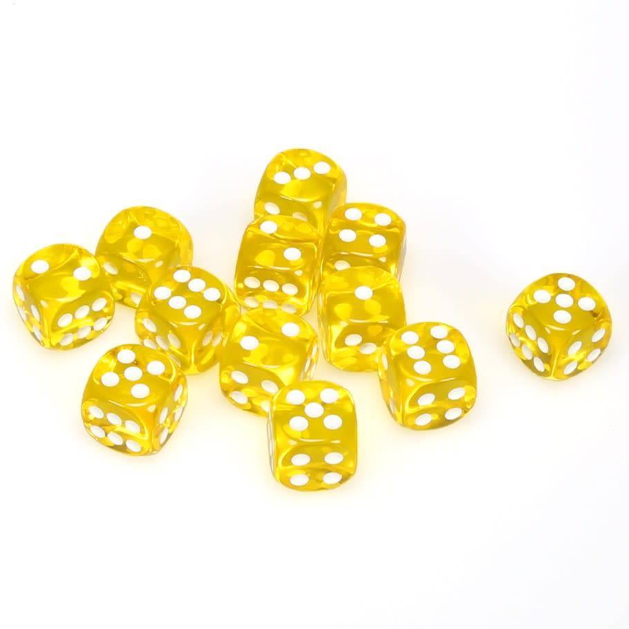 Chessex: Translucent 16mm D6 Block - Yellow/White