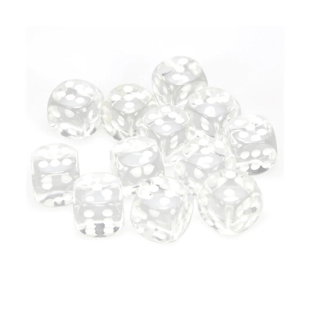 Chessex: Translucent 16mm D6 Block - Clear/White