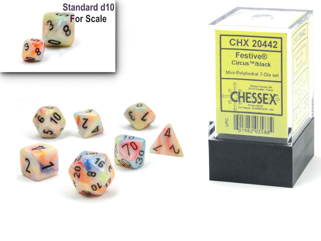 Chessex: Festive Mini-Polyhedral Dice Set - Circus/Black