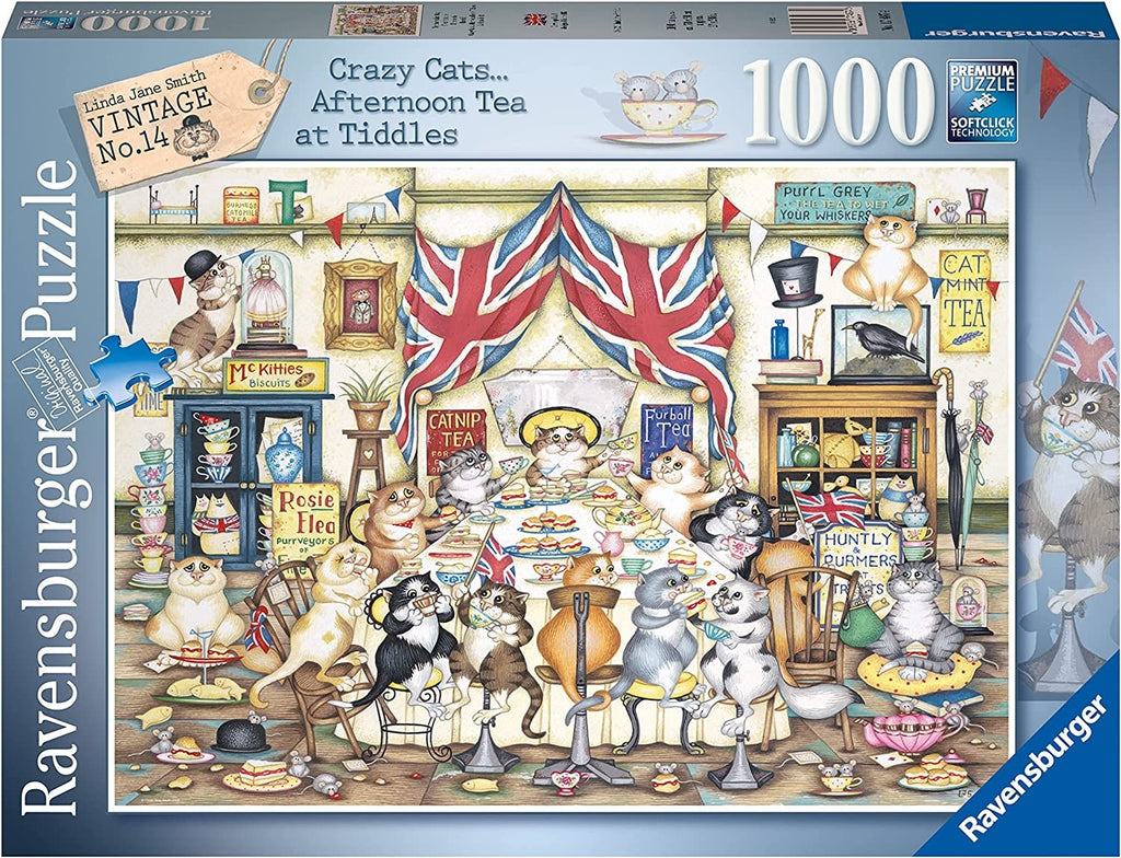 Ravensburger: Crazy Cats - Afternoon Tea at Tiddles (1000pc Jigsaw) Board Game