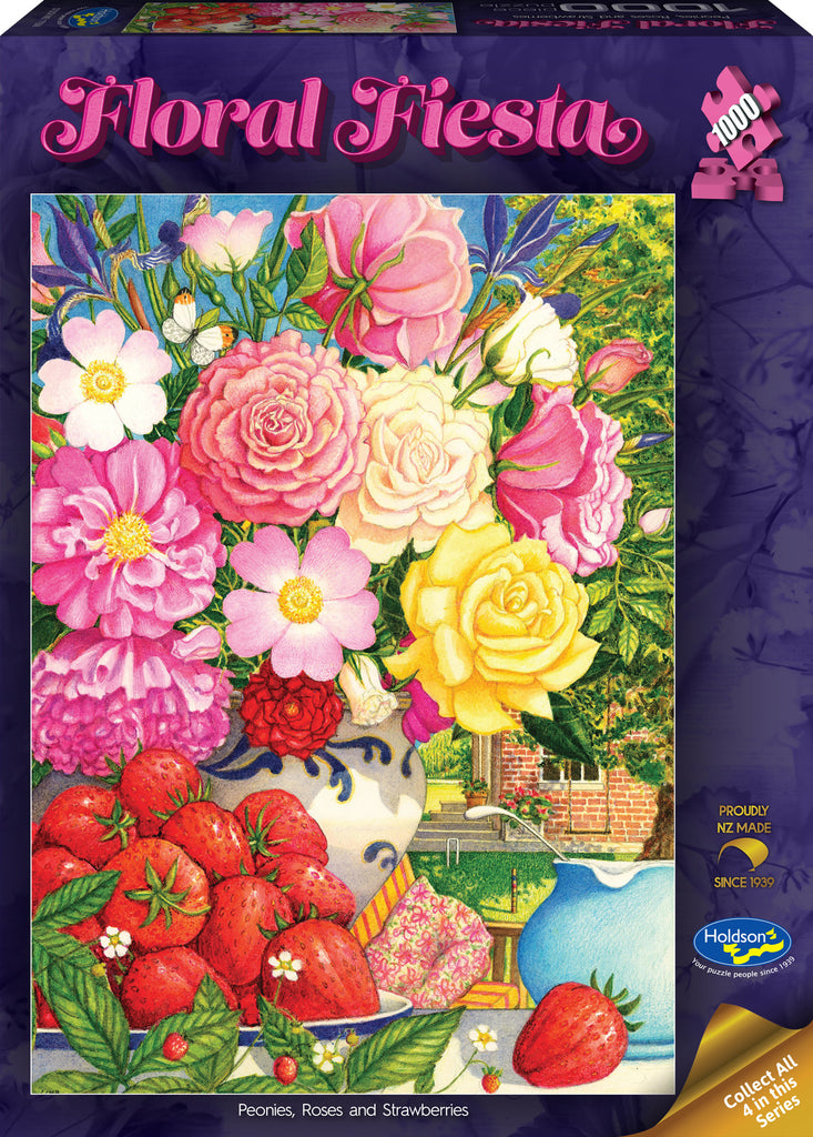 Floral Fiesta: Peonies & Strawberries (1000pc Jigsaw) Board Game