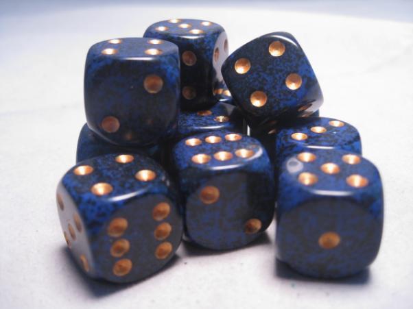 Chessex: Speckled 16mm D6 - Golden Cobalt (12 Dice)