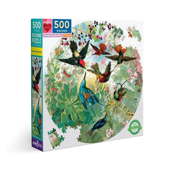 eeBoo: Round Puzzle - Hummingbirds (500pc Jigsaw) Board Game