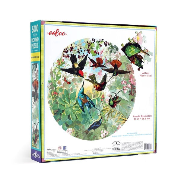 eeBoo: Round Puzzle - Hummingbirds (500pc Jigsaw) Board Game