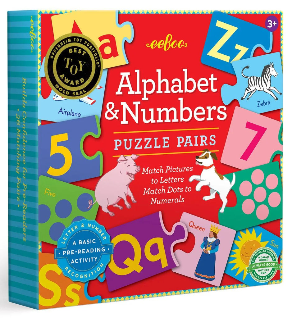 eeBoo: Alphabet & Numbers - Puzzle Pairs Board Game