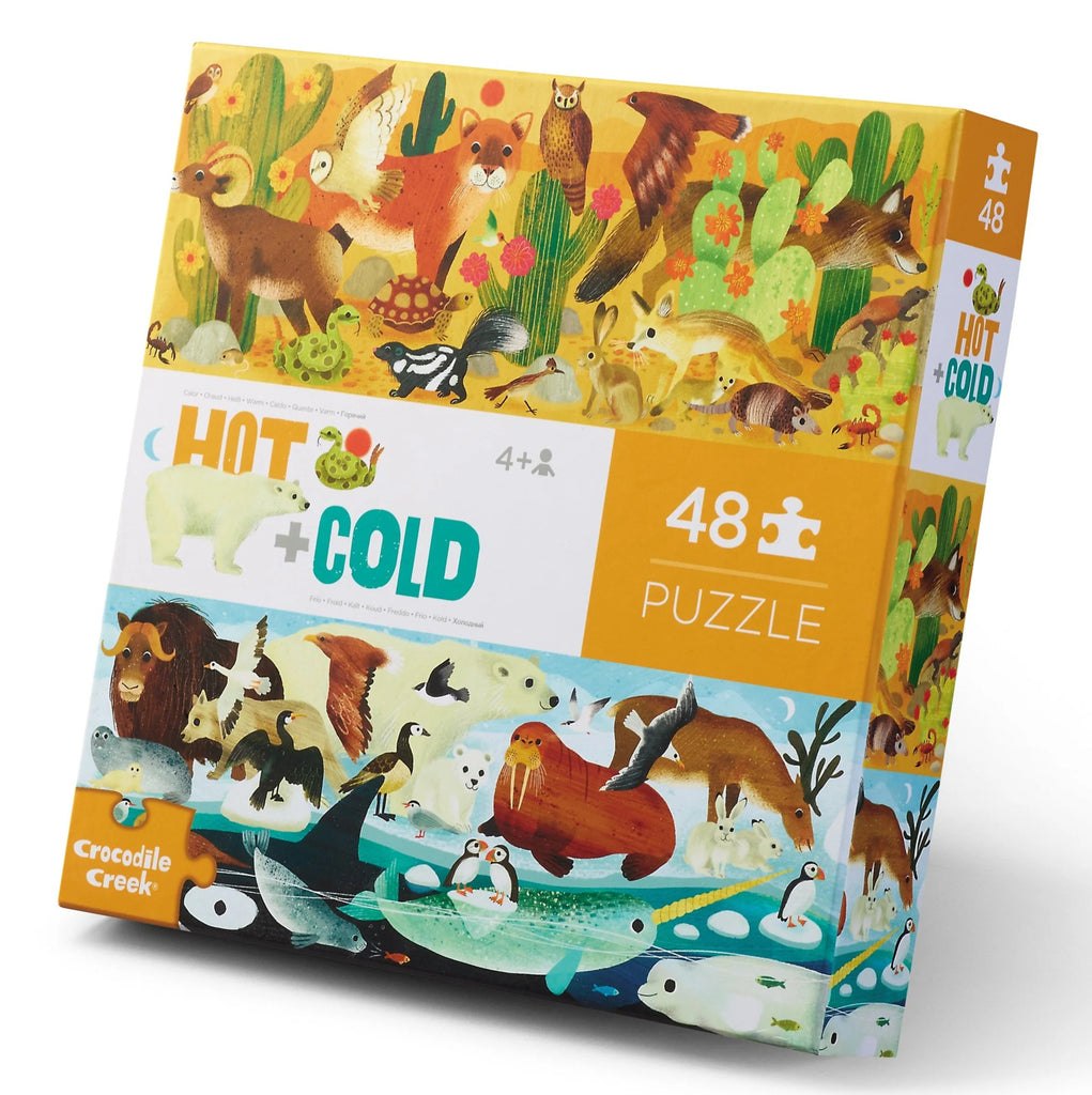 Crocodile Creek: Hot + Cold - 48-Piece Opposites Puzzle Board Game