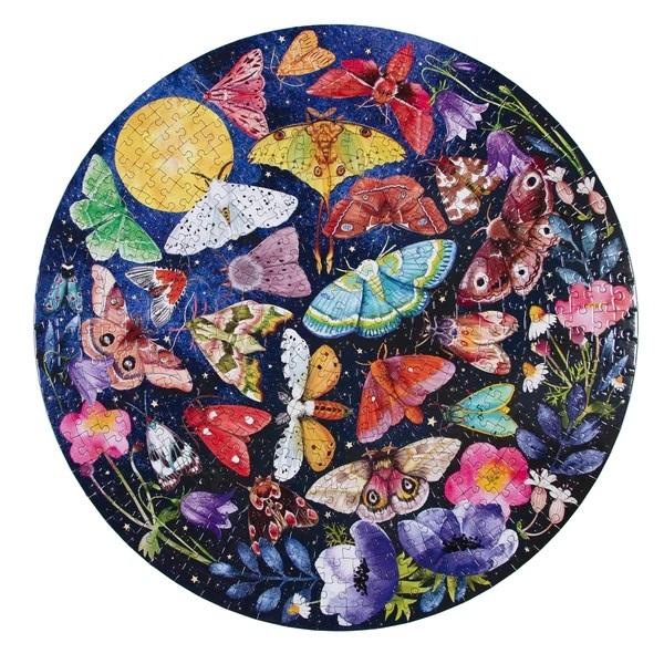 eeboo: Round Puzzle - Moths (500pc Jigsaw) Board Game