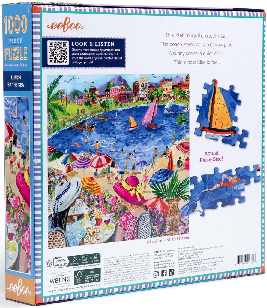 eeBoo: Lunch by the Sea - Square Puzzle (1000pc Jigsaw) Board Game