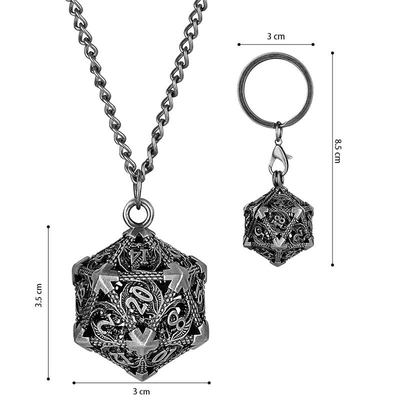 TBG: Mini Metal Dice Set with Hollow D20 Necklace Case - Gunmetal