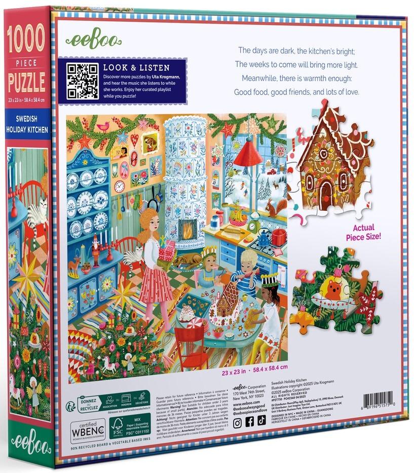 eeBoo: Swedish Holiday Kitchen - Square Puzzle (1000pc Jigsaw) Board Game