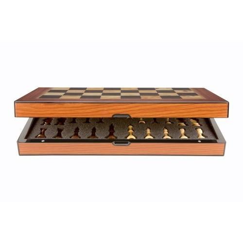 Dal Rossi Walnut Gloss Finish Folding Chess Set - 40cm Board Game