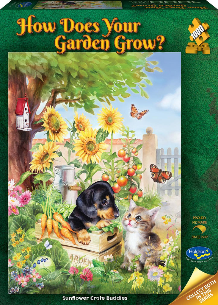 Holdson: How Does Your Garden Grow - Sunflower Crate Buddies Puzzle (1000pc Jigsaw) Board Game