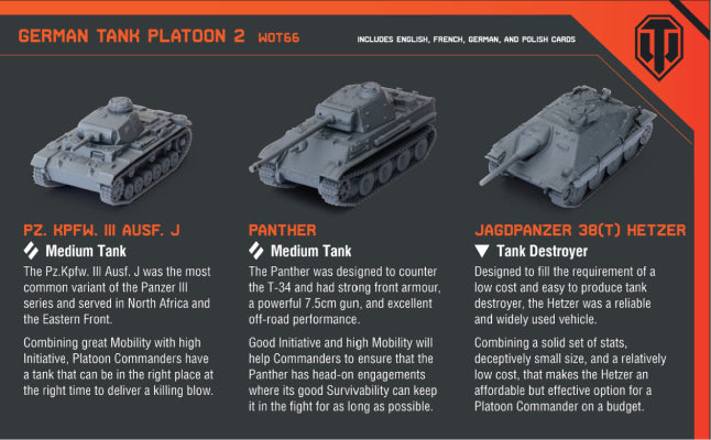 German Tank Platoon (Panzer III J, Panther, Jagdpanzer 38t)