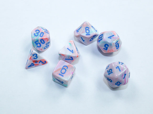 Chessex: Festive Mini-Polyhedral Pop Art / Blue 7-Die set