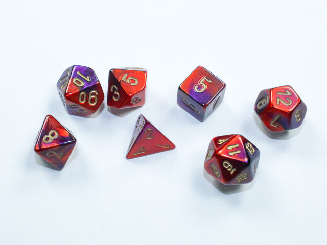 Chessex: Gemini Mini-Polyhedral Purple-Red/Gold 7-Die Set