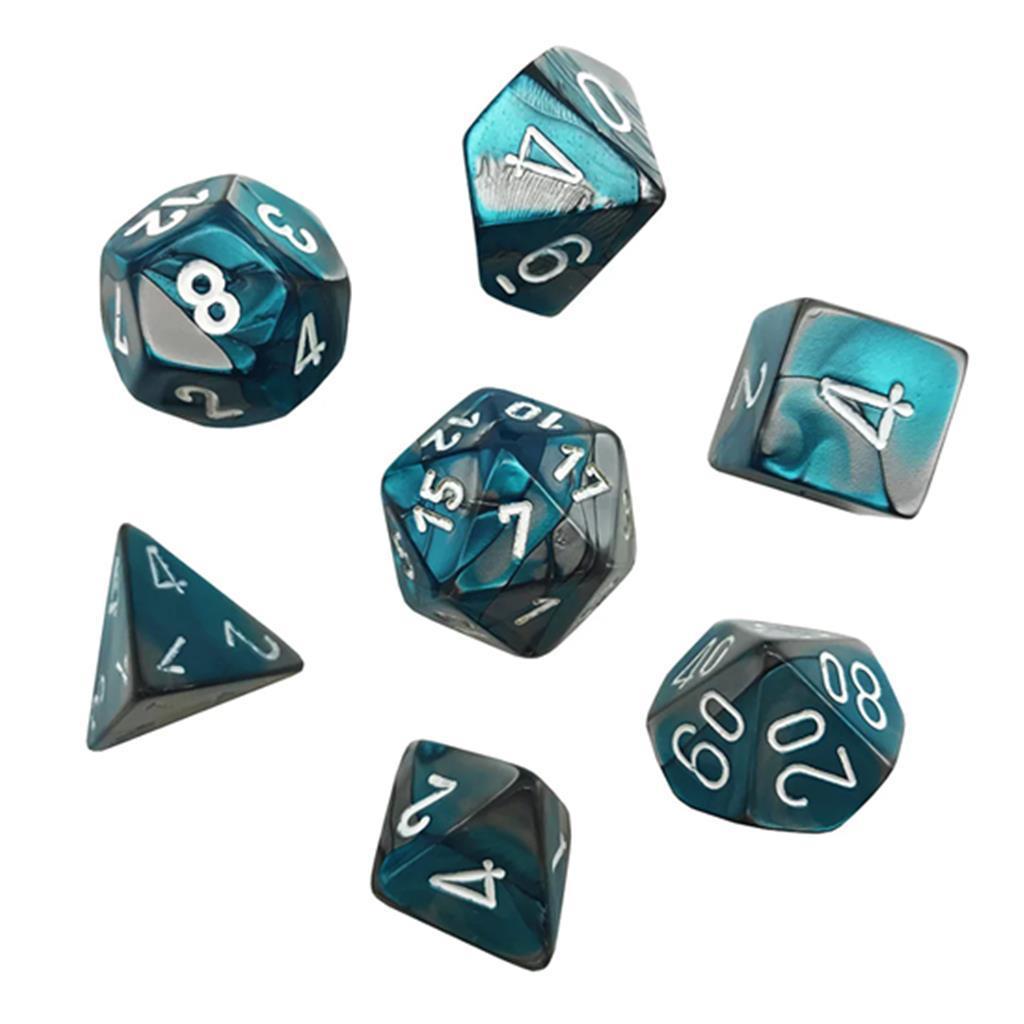Chessex: Gemini Mini-Polyhedral Steel-Teal/White 7-Die Set