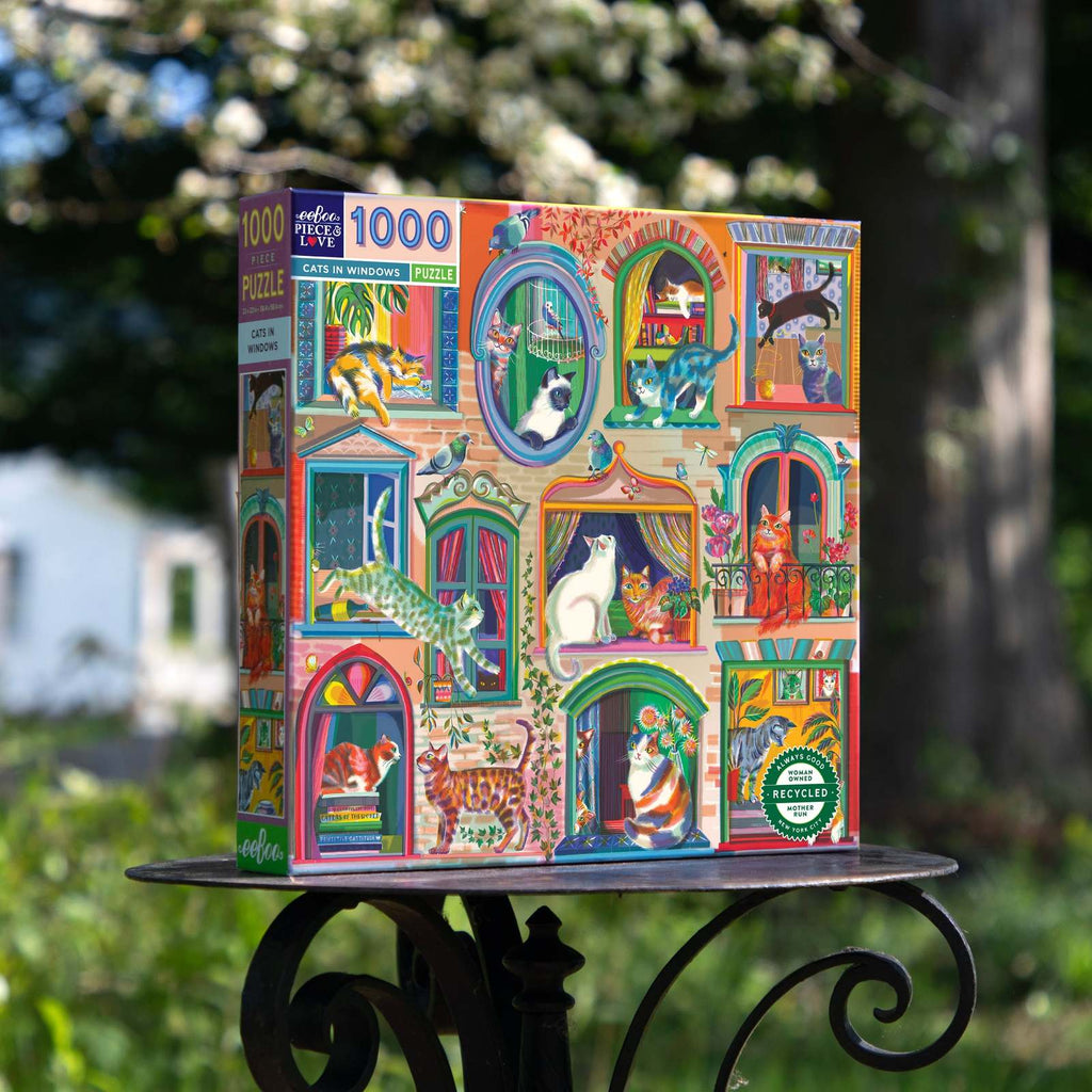 eeBoo: 1,000-Piece Jigsaw Puzzle - Piece & Love: Cats In Window Board Game