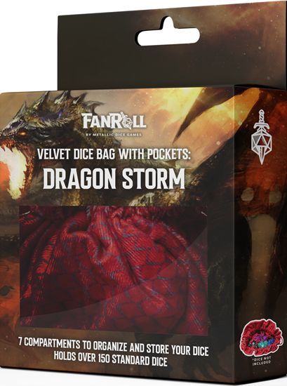 Dragon Storm: Velvet Compartment Dice Bag - Red