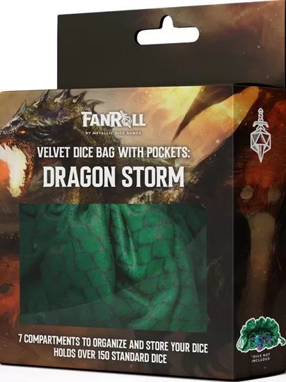 Dragon Storm: Velvet Compartment Dice Bag - Green