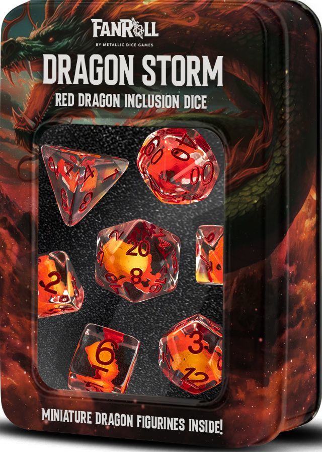 Dragon Storm: Inclusion Resin Dice Set - Red Dragon