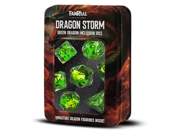 Dragon Storm: Inclusion Resin Dice Set - Green Drago