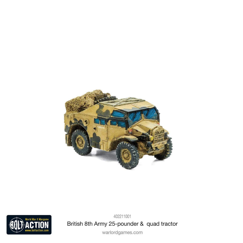 Bolt Action - 8th Army 25 Pounder Light Artillery, Quad & Limber