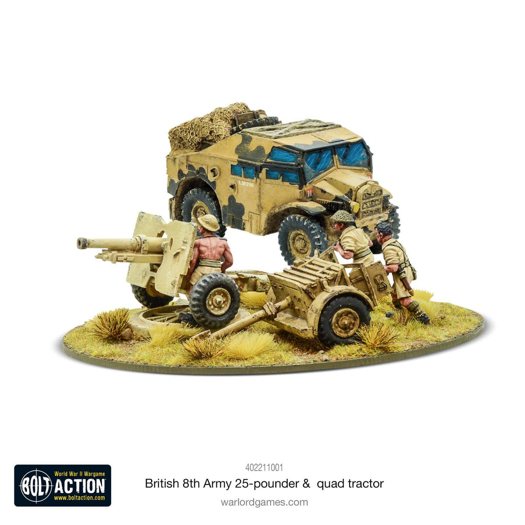 Bolt Action - 8th Army 25 Pounder Light Artillery, Quad & Limber